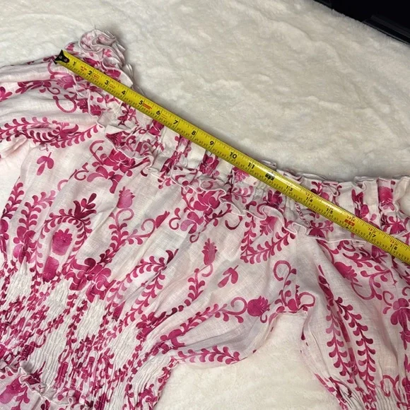 Luisa Positano Giorgio Mini Dress White & Pink Linen Amalfi Coast Italy Inspired - Picture 13 of 16